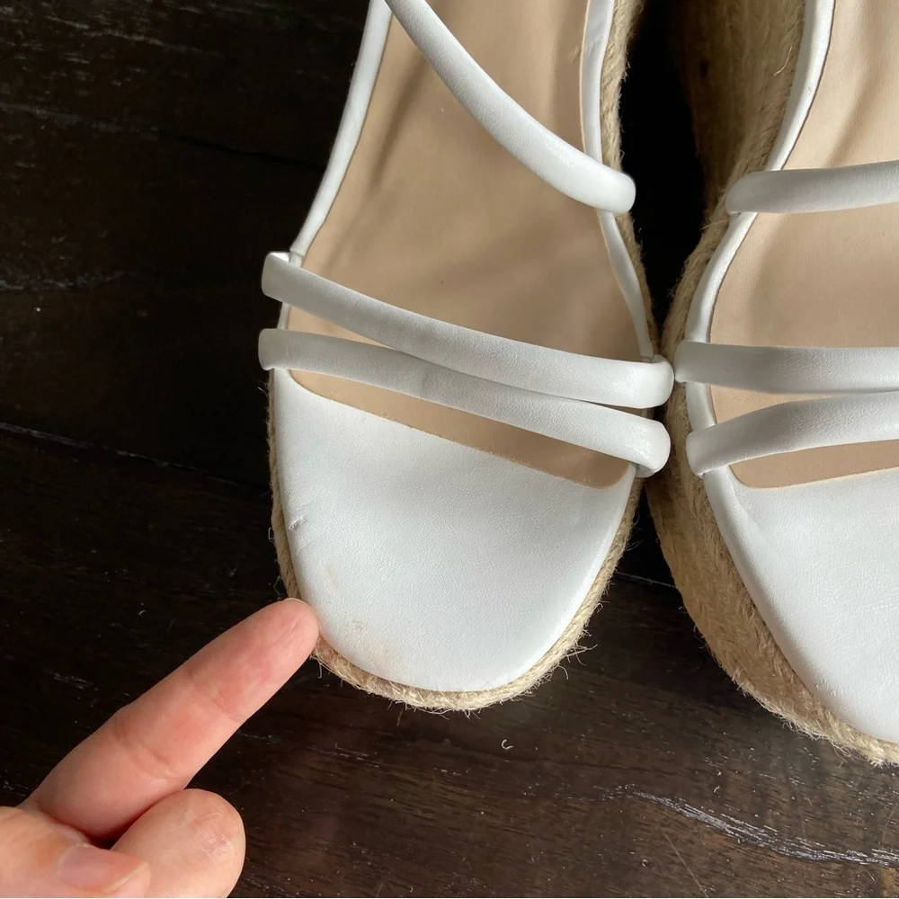 BP Cohan Platform‎ Espadrille Wedge Sandals White Summer Size 11M